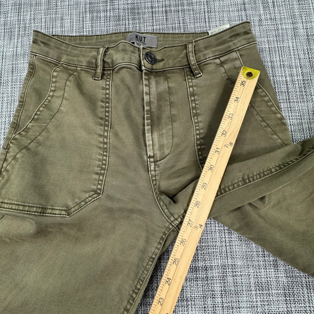 KUT From The Kloth Meg Pants Womens 2 Olive High Rise Wide Leg Carpenter Ankle - Picture 5 of 9